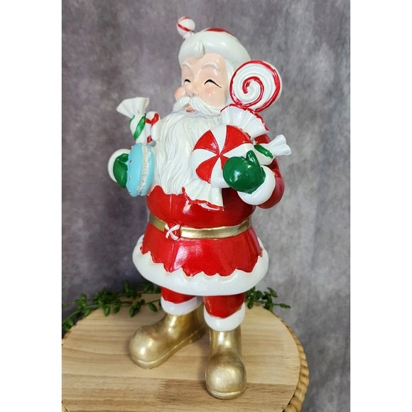 Peppermint Square Red Retro Santa Claus Christmas Candy Sweets Figurine 12.5" - Picture 3 of 9